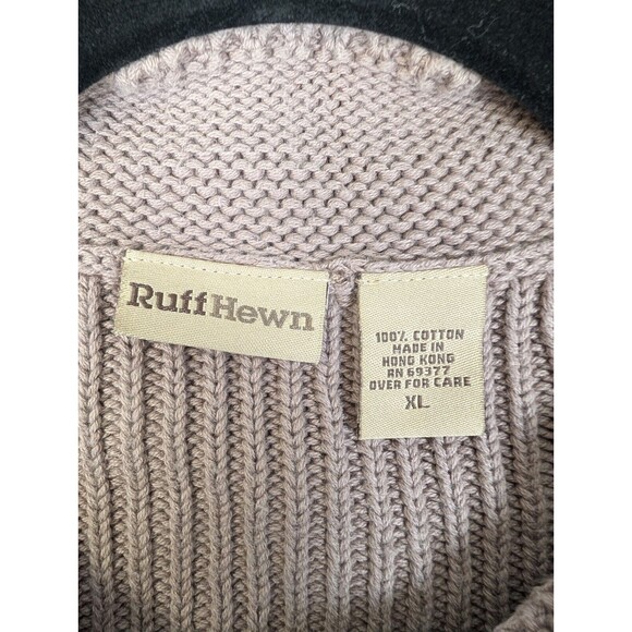 Ruff Hewn Cardigan Sweater XL Brown Womens Bell Sleeve Large Button 100% Cotton - Picture 3 of 11
